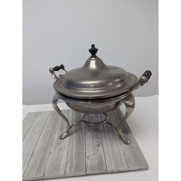 Vintage Manning Bowman Chafing Dishes With Lid Insert Dish And Stand Marked - Picture 10 of 12